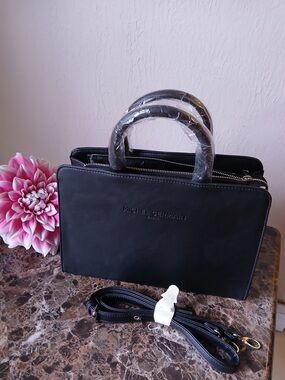 Michel Germain Black Structured Top-Handle Satchel